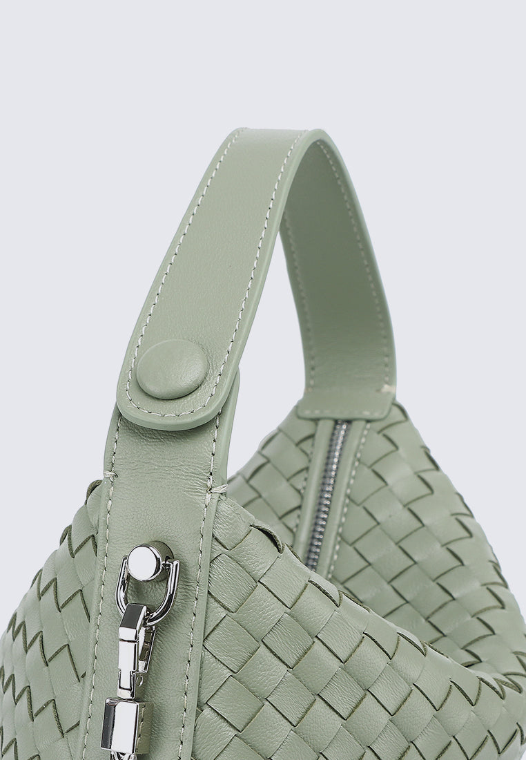 JACLYN Genuine Leather Top Handle / Sling Bag - KHAKI GREEN