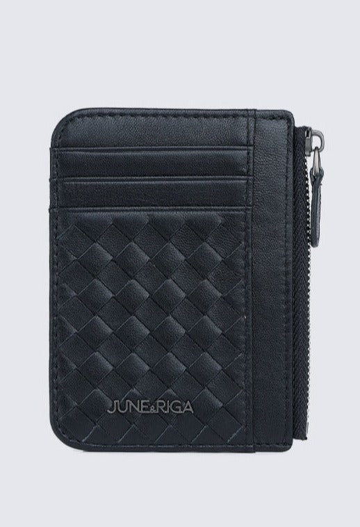 JAY Genuine Leather Zip Cardholder - Black