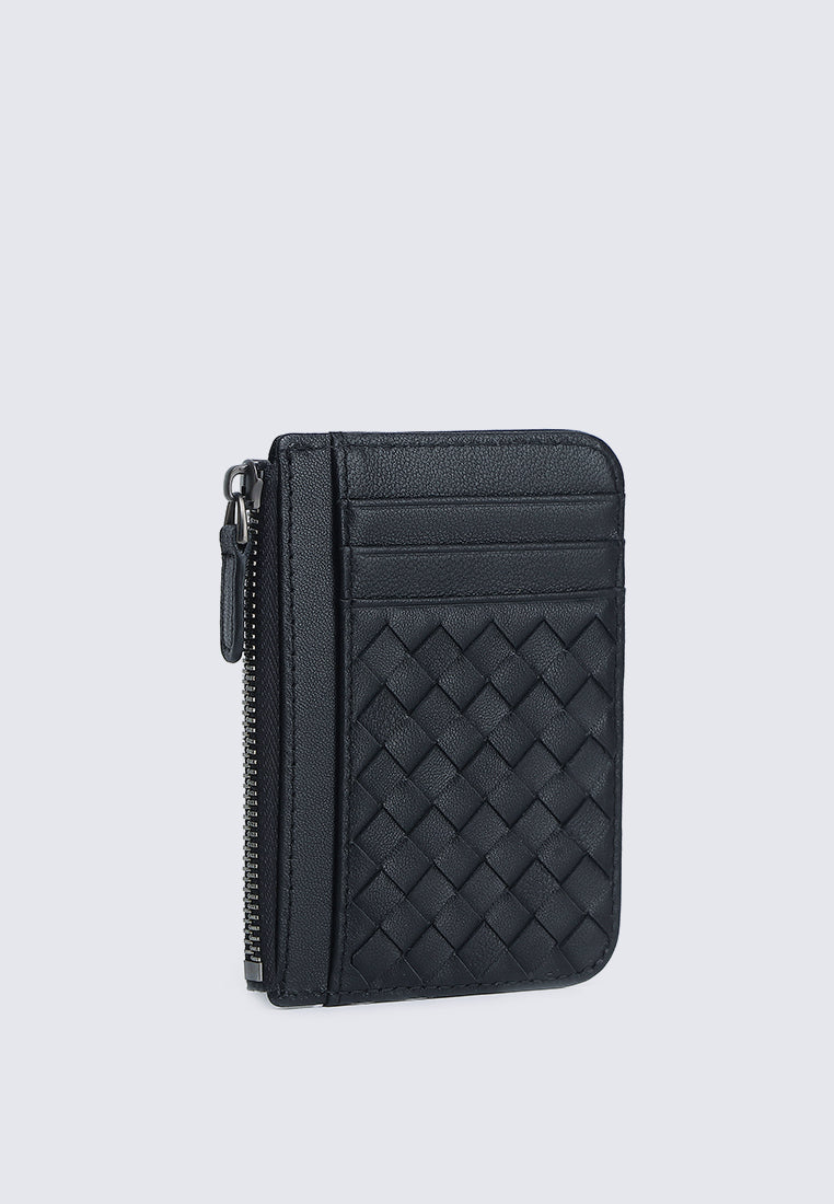 JAY Genuine Leather Zip Cardholder - Black