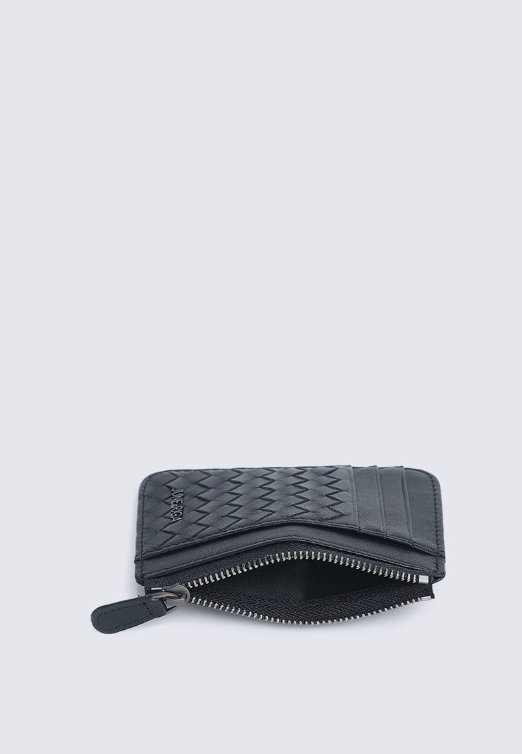 JAY Genuine Leather Zip Cardholder - Black