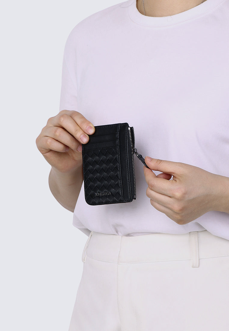 JAY Genuine Leather Zip Cardholder - Black