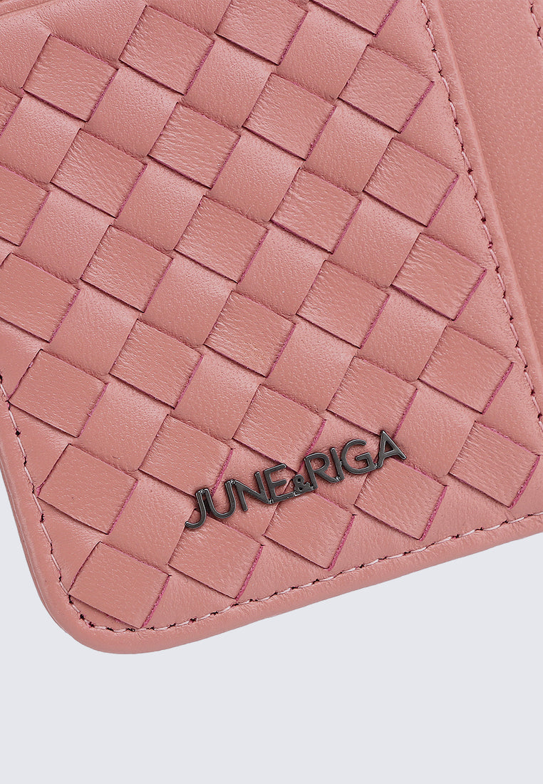 JAY Genuine Leather Zip Cardholder - Pale Pink