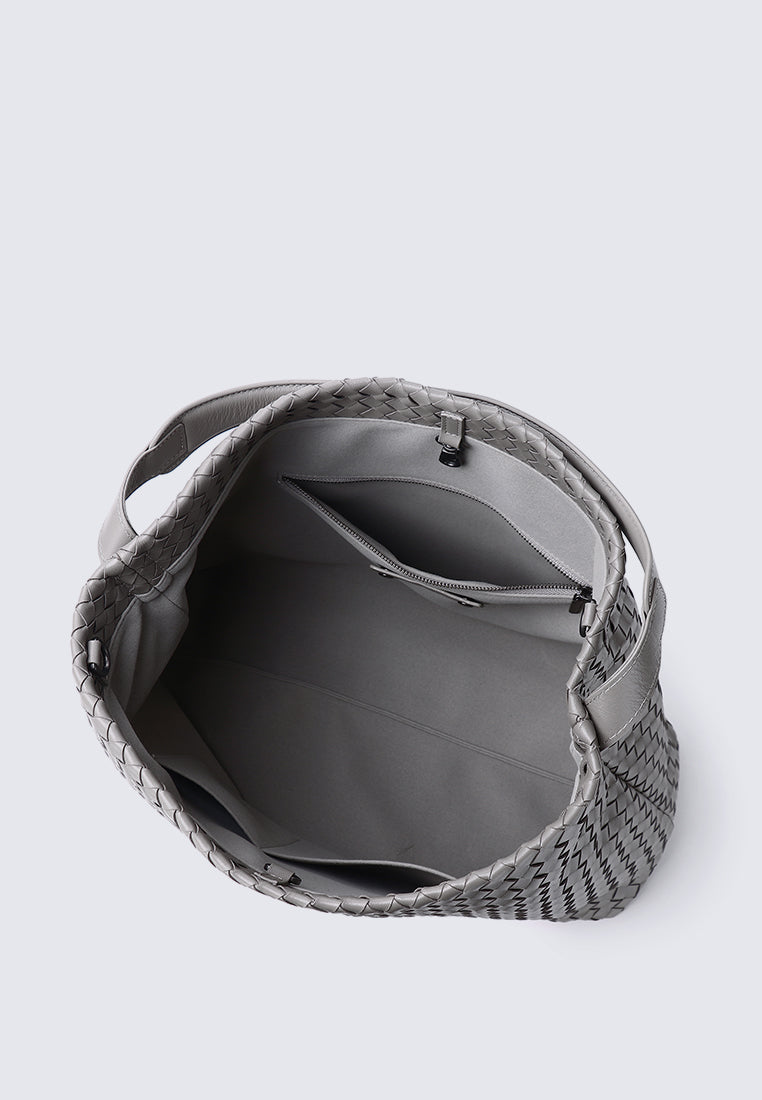 JULIA Genuine Leather Tote / Slingbag - SLATE GREY