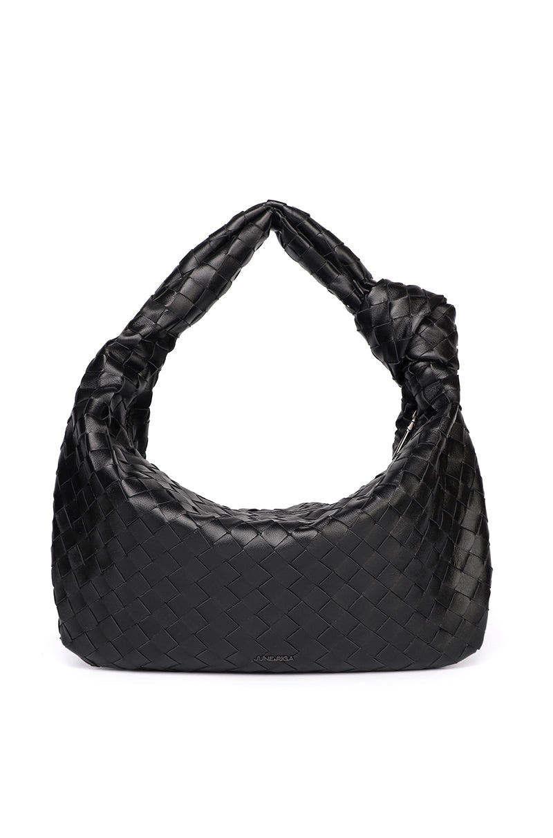 JESS Genuine Leather Shoulder Bag - BLACK