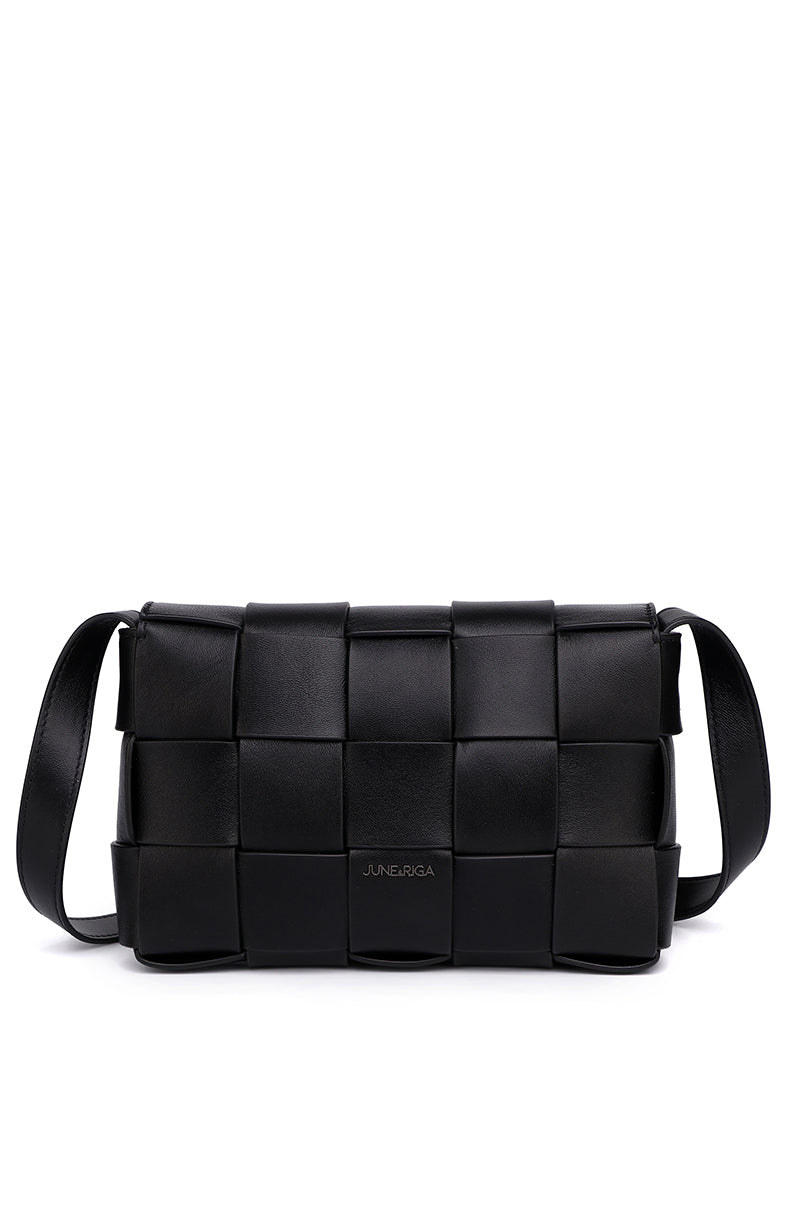 JENN Genuine Leather Shoulder Bag - BLACK