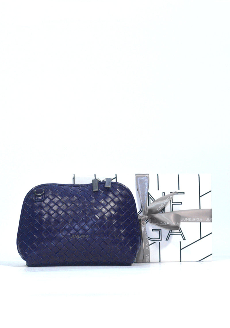 JENNA Genuine Leather Pouch / Sling Bag - NAVY BLUE