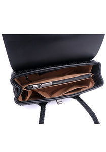 JOANmini Genuine Leather Top Handle / Sling Bag - BLACK