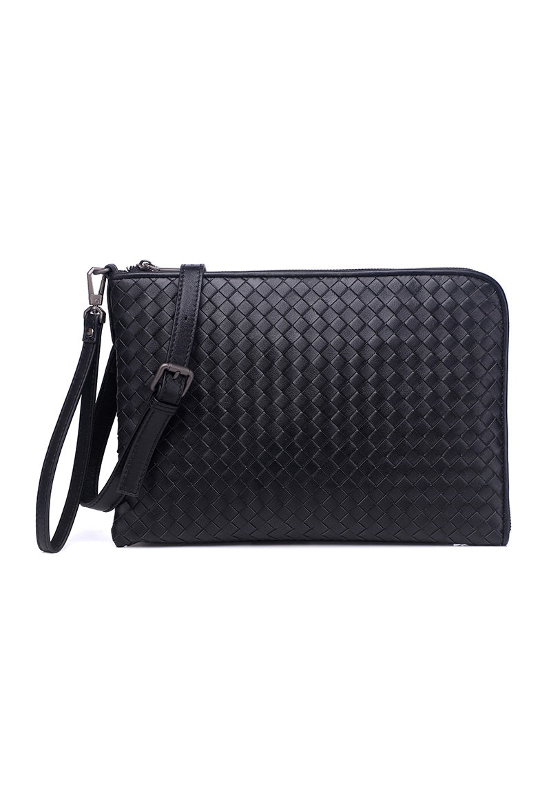 JUDE Genuine Leather Clutch / Sling Bag - BLACK
