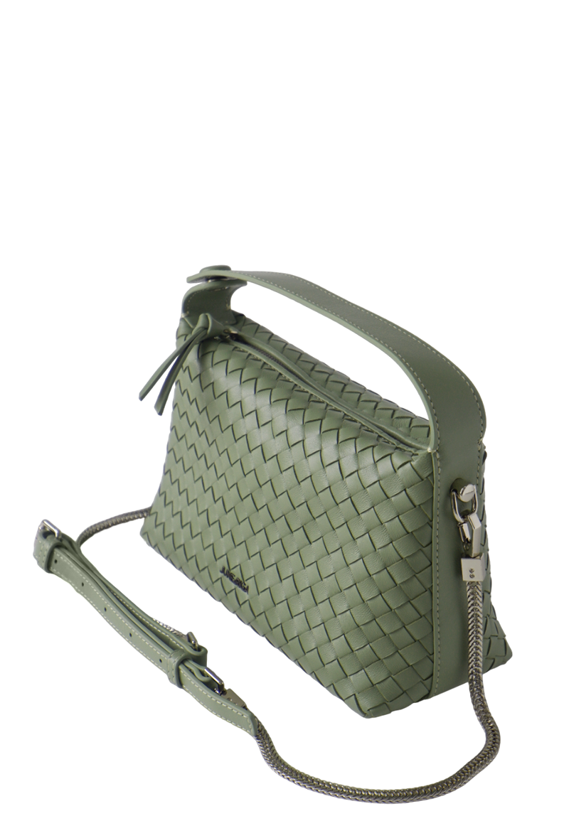 JACLYN Genuine Leather Top Handle / Sling Bag - KHAKI GREEN