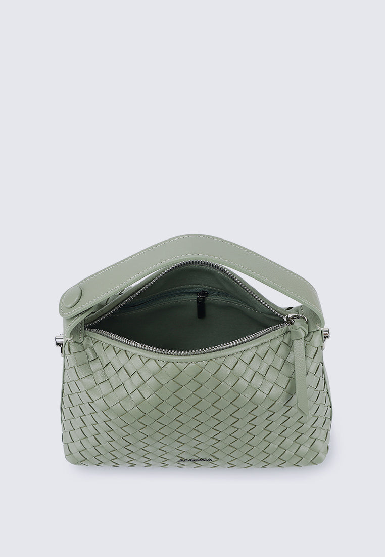 JACLYN Genuine Leather Top Handle / Sling Bag - KHAKI GREEN
