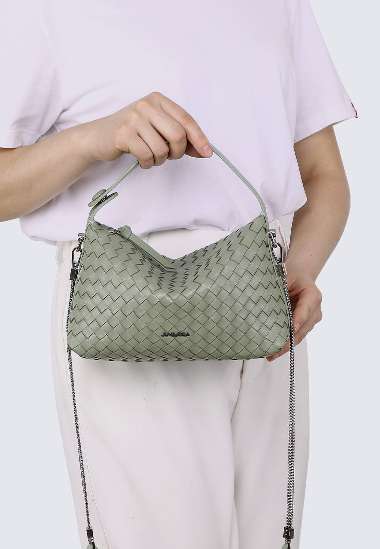 JACLYN Genuine Leather Top Handle / Sling Bag - KHAKI GREEN