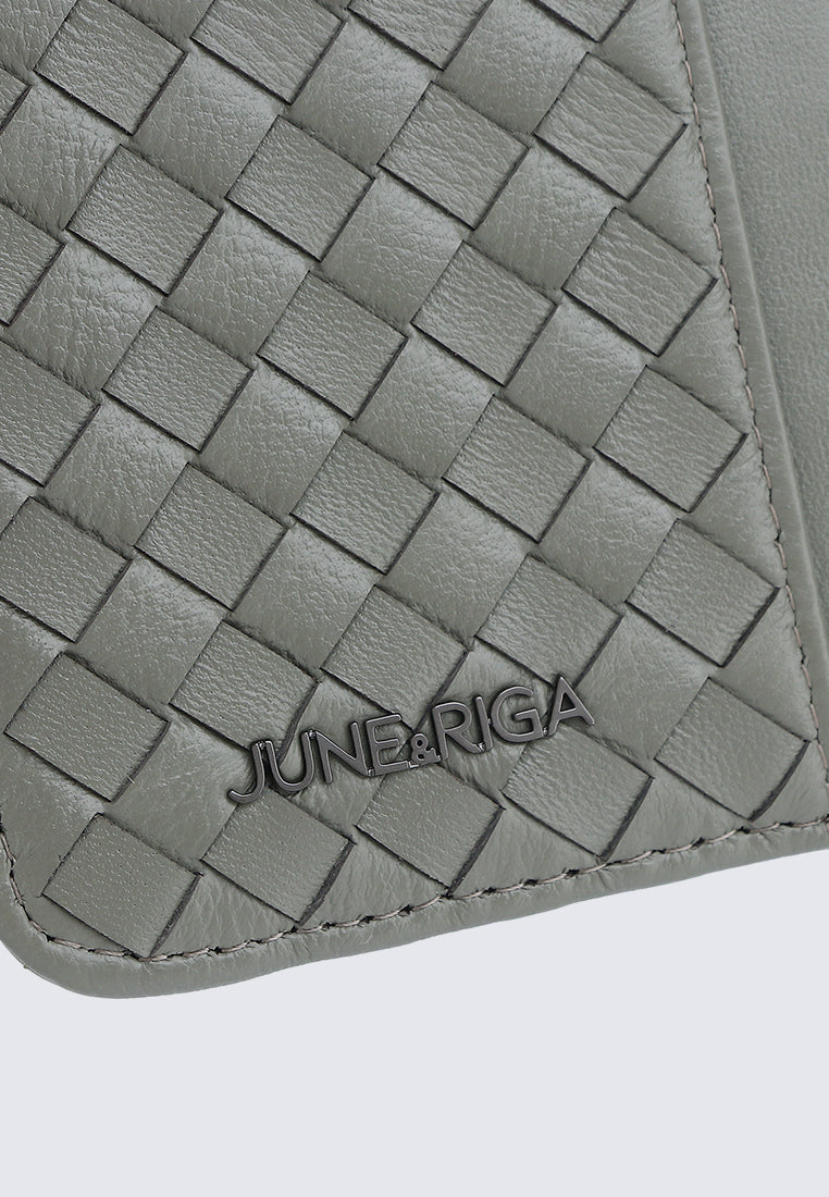 JAY Genuine Leather Zip Cardholder - Slate Grey