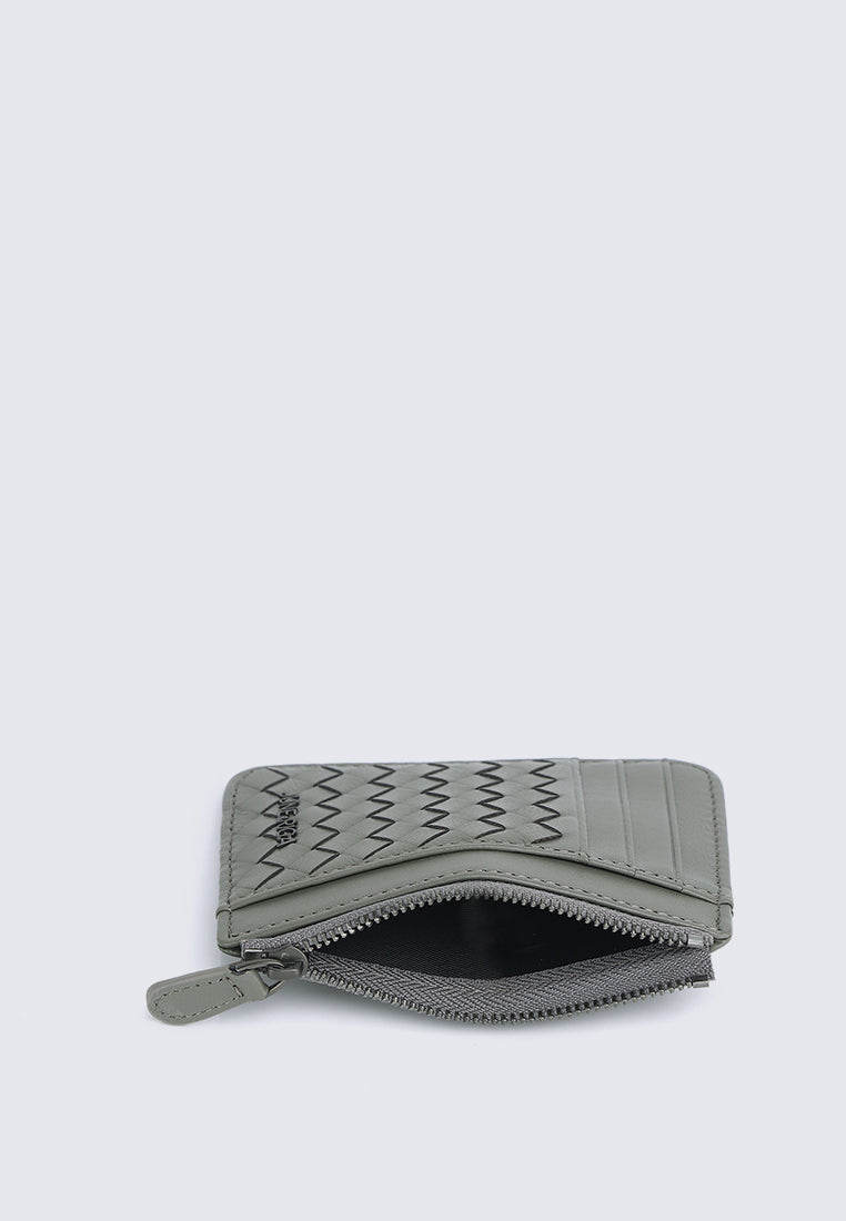 JAY Genuine Leather Zip Cardholder - Slate Grey