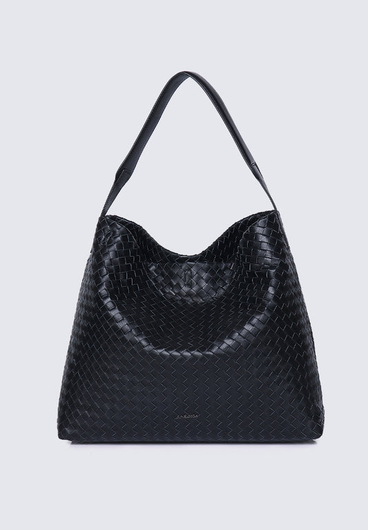 JULIA Genuine Leather Tote / Slingbag - BLACK