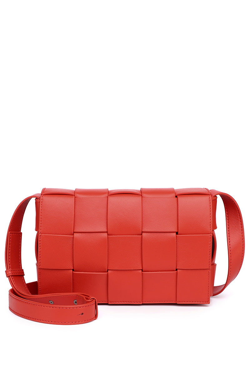 JENN Genuine Leather Shoulder Bag - CHERRY RED