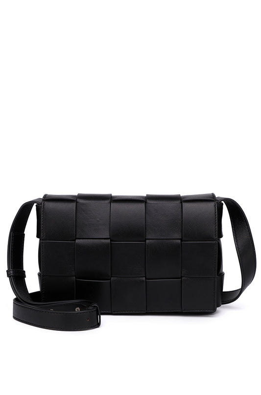 JENN Genuine Leather Shoulder Bag - BLACK