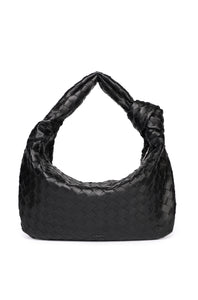 JESS Genuine Leather Shoulder Bag - BLACK