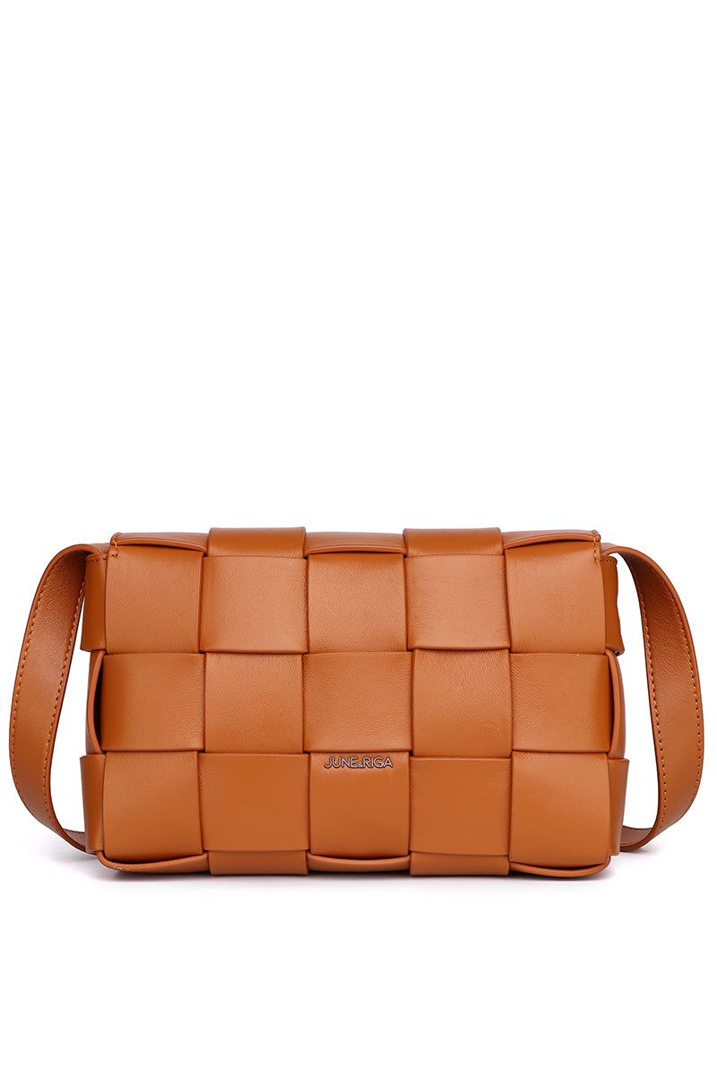 JENN Genuine Leather Shoulder Bag - CARAMEL BROWN