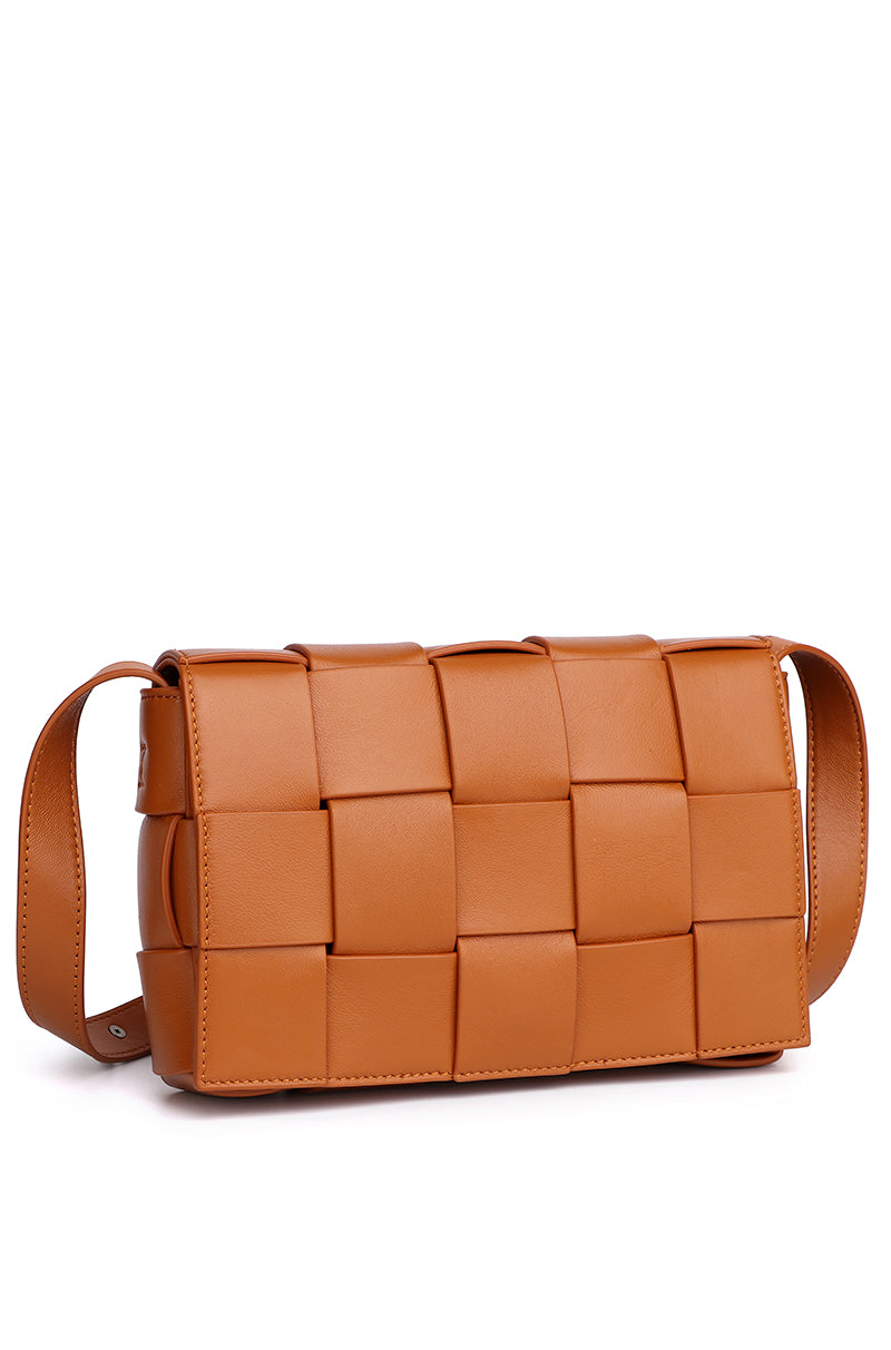 JENN Genuine Leather Shoulder Bag - CARAMEL BROWN