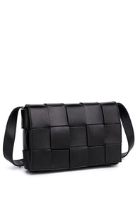JENN Genuine Leather Shoulder Bag - BLACK