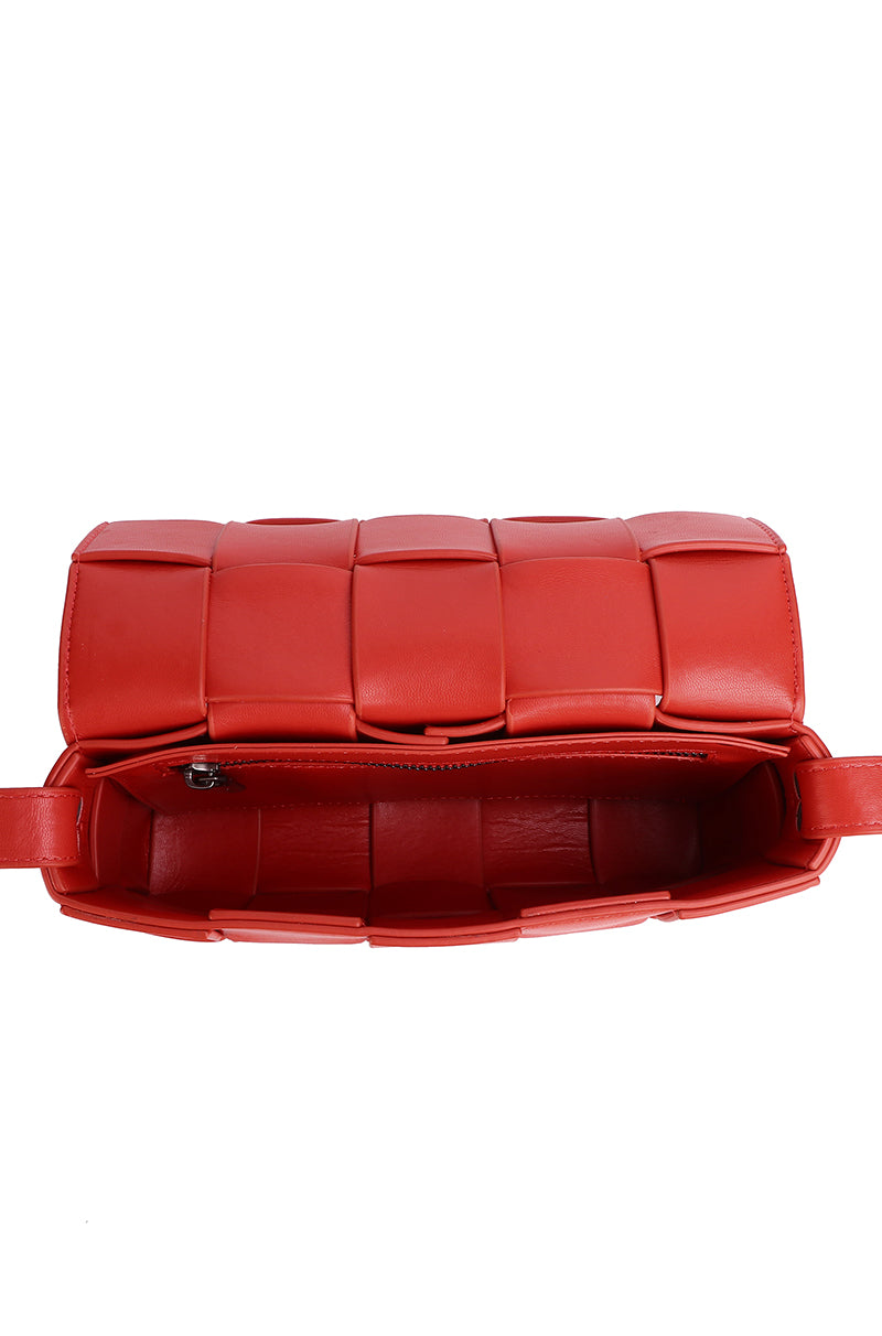 JENN Genuine Leather Shoulder Bag - CHERRY RED