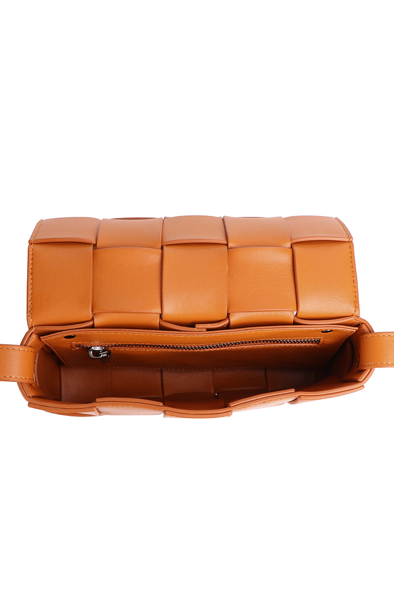 JENN Genuine Leather Shoulder Bag - CARAMEL BROWN