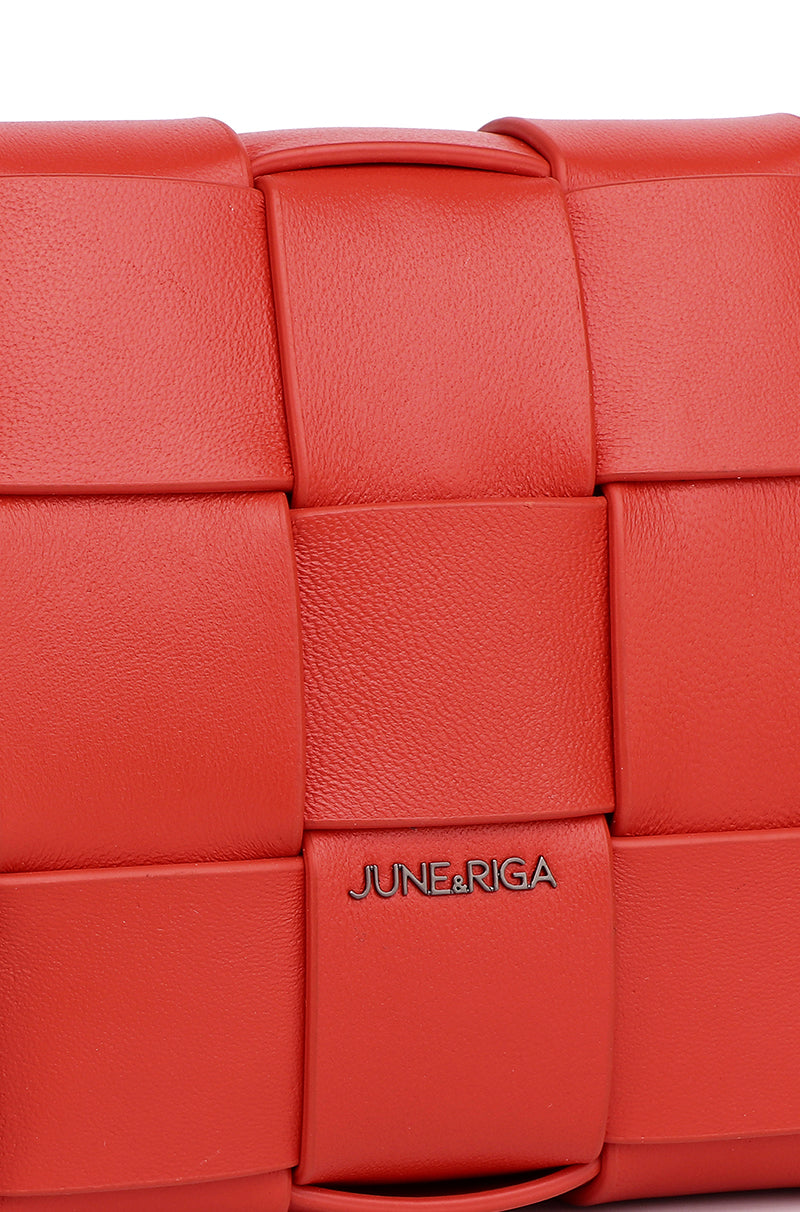 JENN Genuine Leather Shoulder Bag - CHERRY RED