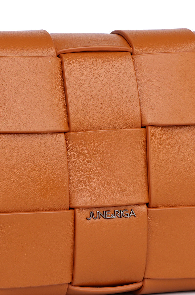 JENN Genuine Leather Shoulder Bag - CARAMEL BROWN