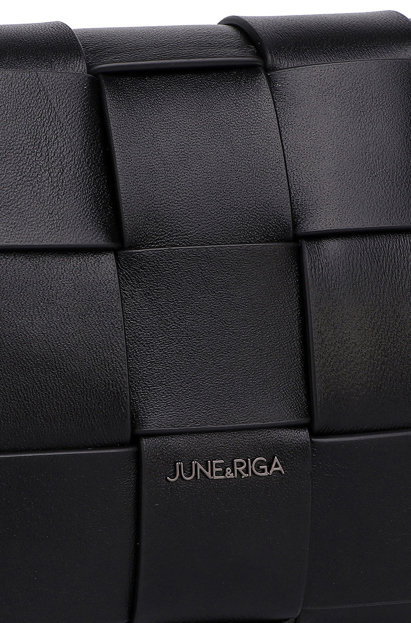 JENN Genuine Leather Shoulder Bag - BLACK