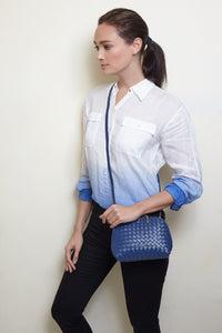 JENNA Genuine Leather Pouch / Sling Bag - NAVY BLUE