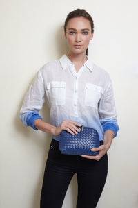 JENNA Genuine Leather Pouch / Sling Bag - NAVY BLUE