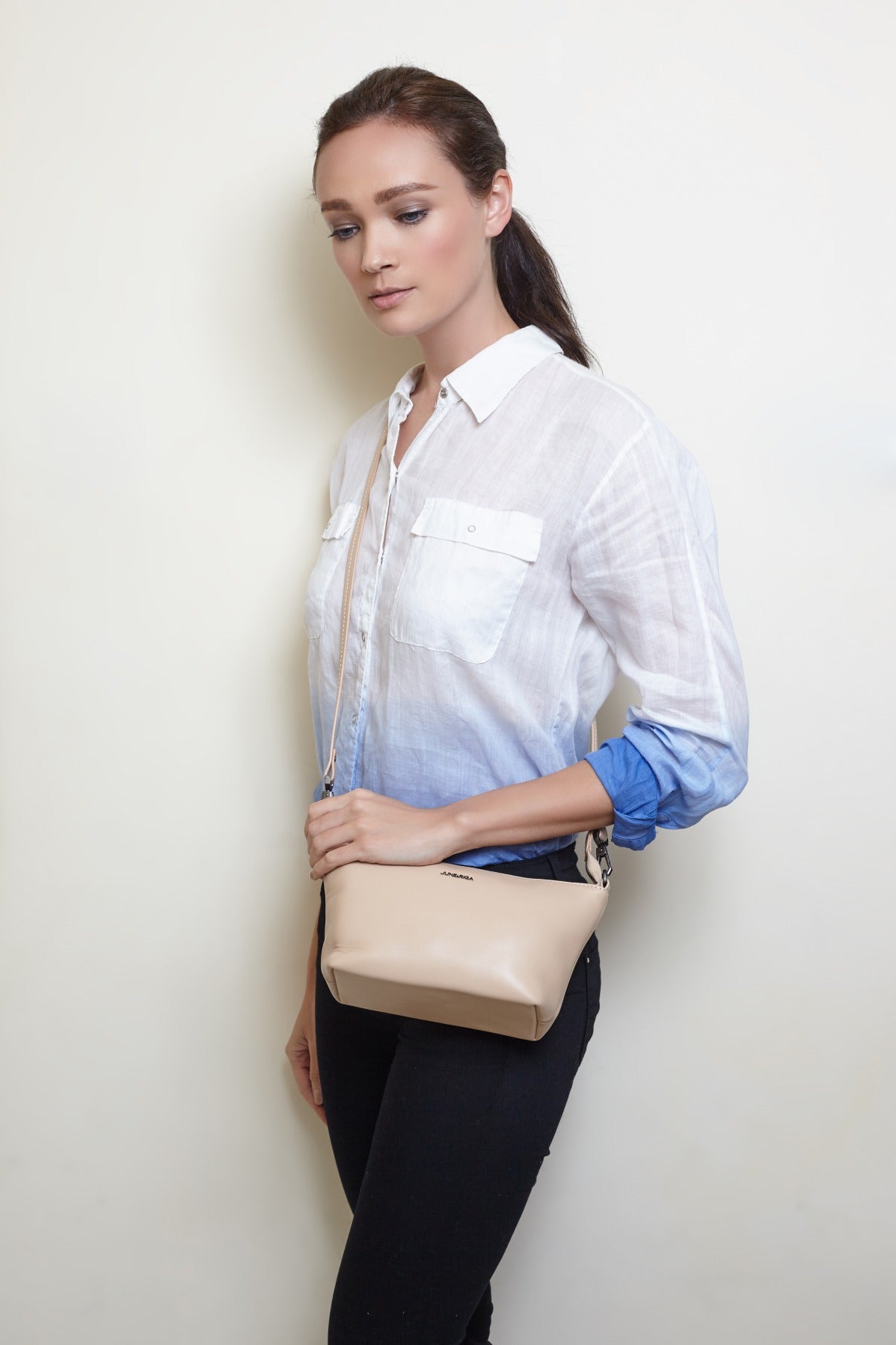 JIN B. Genuine Leather Shoulder / Sling Bag - SAND