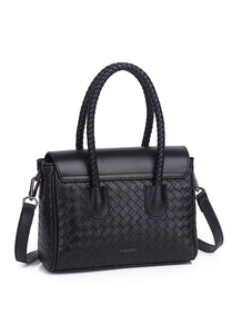 JOANmini Genuine Leather Top Handle / Sling Bag - BLACK