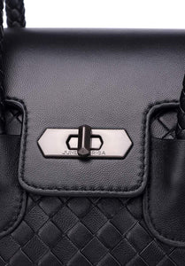 JOANmini Genuine Leather Top Handle / Sling Bag - BLACK