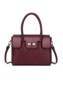 JOANmini Genuine Leather Top Handle / Sling Bag - BURGUNDY