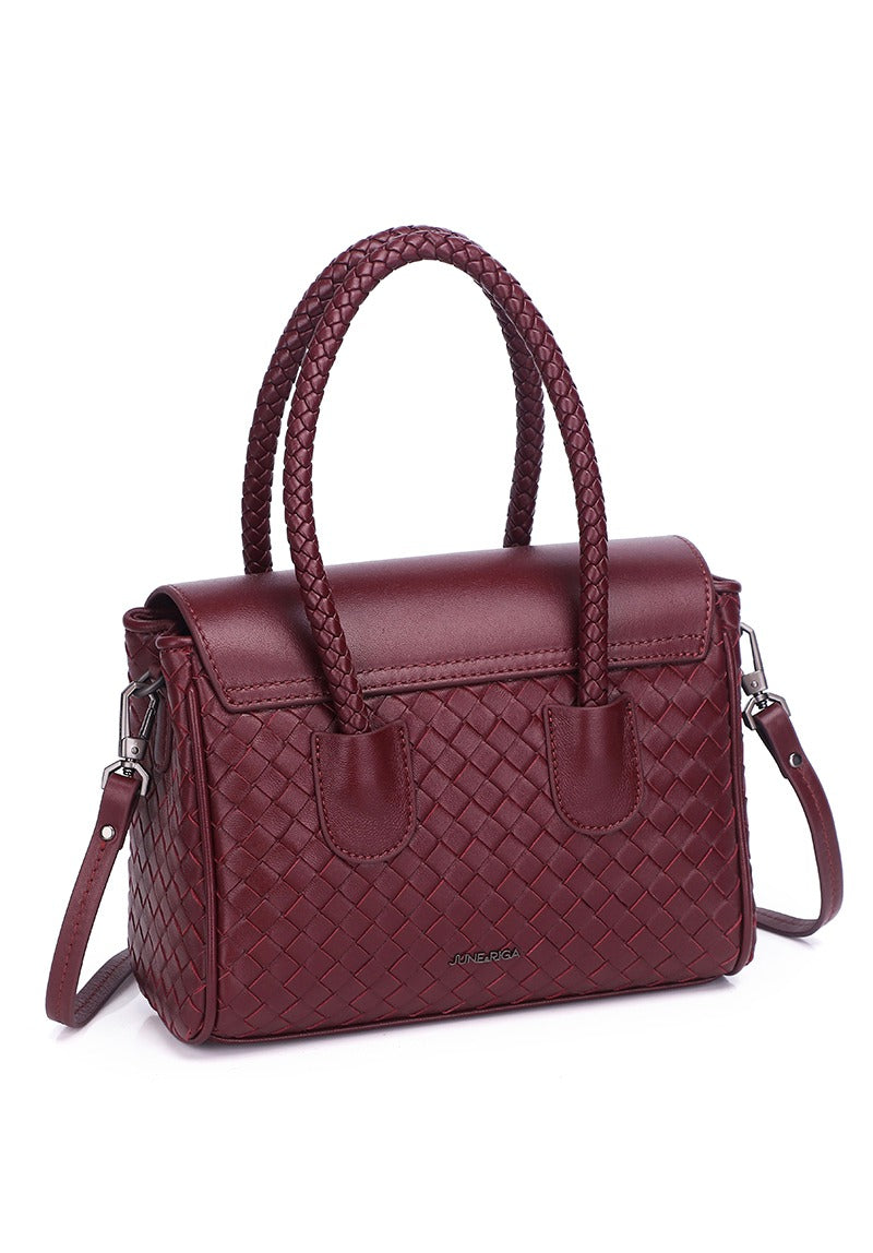JOANmini Genuine Leather Top Handle / Sling Bag - BURGUNDY