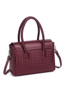 JOANmini Genuine Leather Top Handle / Sling Bag - BURGUNDY