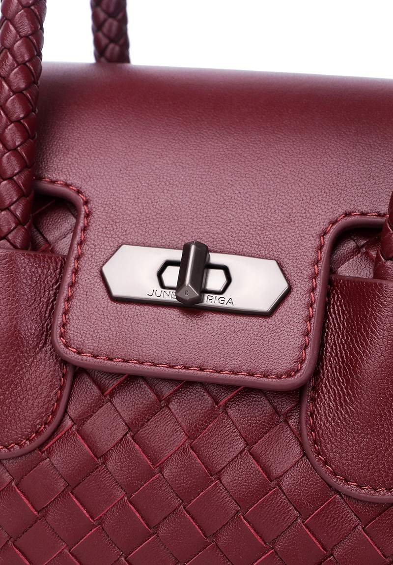 JOANmini Genuine Leather Top Handle / Sling Bag - BURGUNDY
