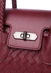 JOANmini Genuine Leather Top Handle / Sling Bag - BURGUNDY