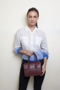 JOANmini Genuine Leather Top Handle / Sling Bag - BURGUNDY