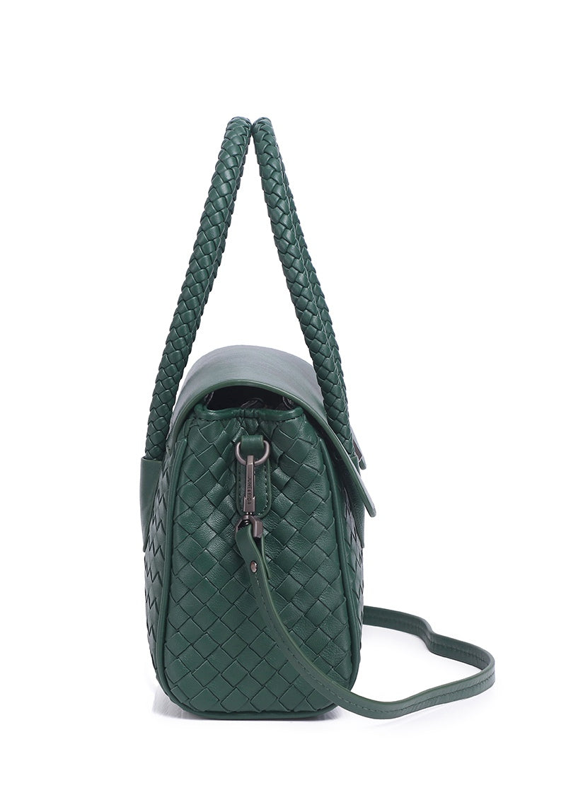 JOANmini Genuine Leather Top Handle / Sling Bag - DARK GREEN