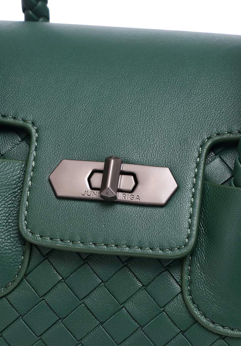 JOANmini Genuine Leather Top Handle / Sling Bag - DARK GREEN
