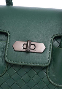 JOANmini Genuine Leather Top Handle / Sling Bag - DARK GREEN