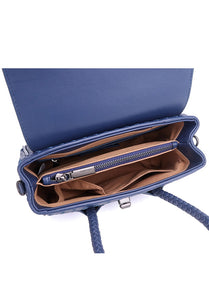 JOANmini Genuine Leather Top Handle / Sling Bag - NAVY BLUE