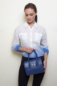 JOANmini Genuine Leather Top Handle / Sling Bag - NAVY BLUE