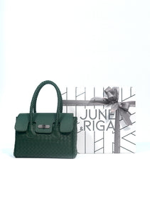 JOANmini Genuine Leather Top Handle / Sling Bag - DARK GREEN
