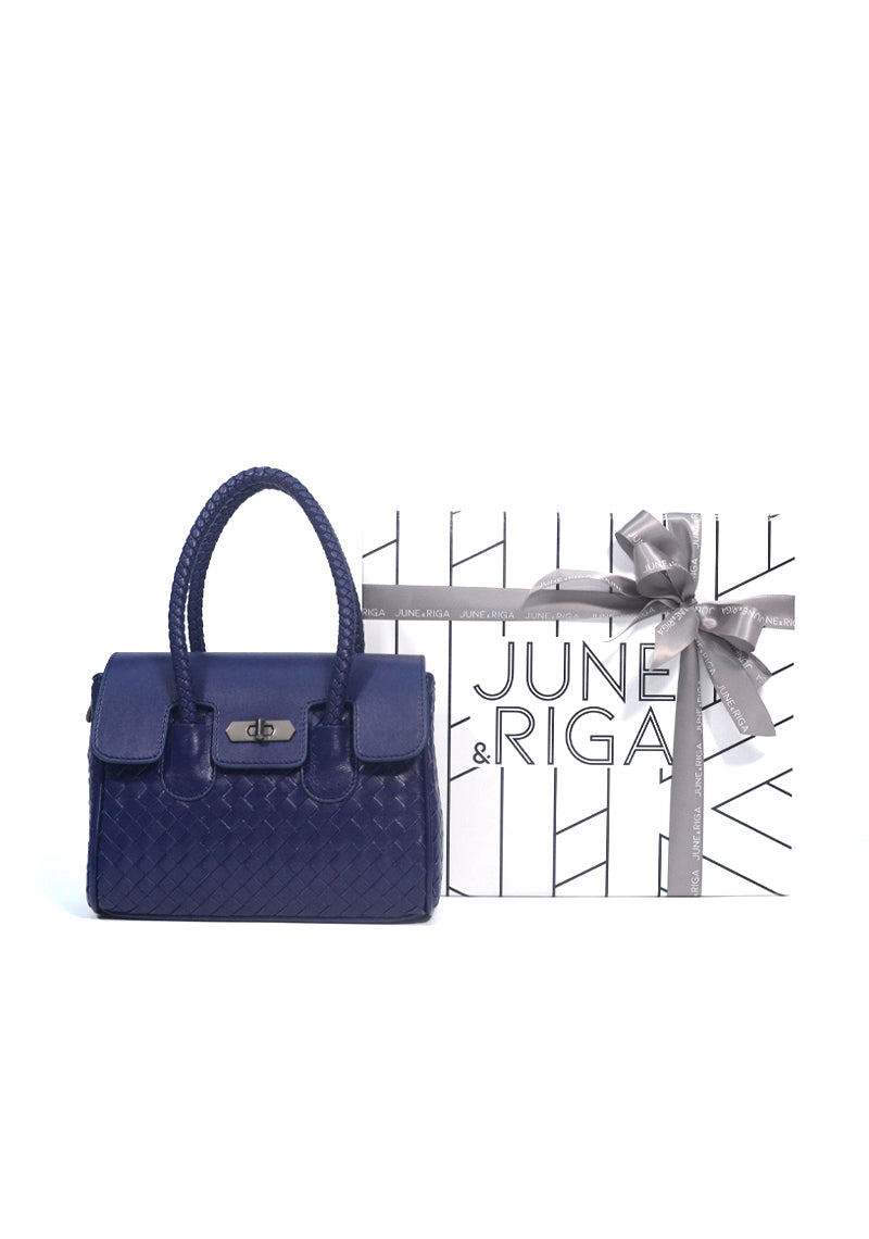 JOANmini Genuine Leather Top Handle / Sling Bag - NAVY BLUE
