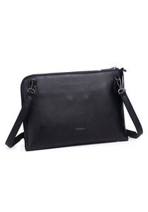 JUDE B. Genuine Lambskin Leather Clutch / Sling Bag - BLACK