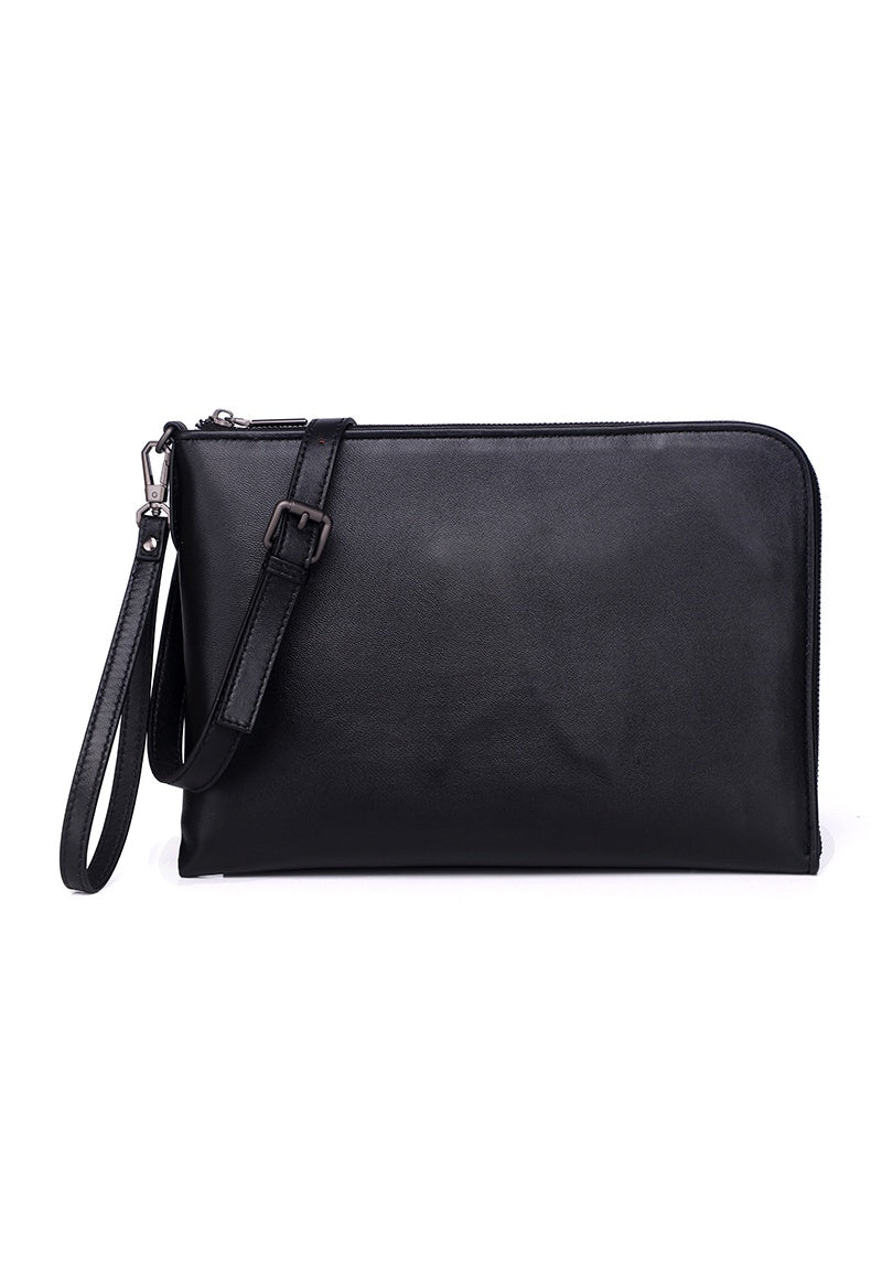 JUDE B. Genuine Lambskin Leather Clutch / Sling Bag - BLACK