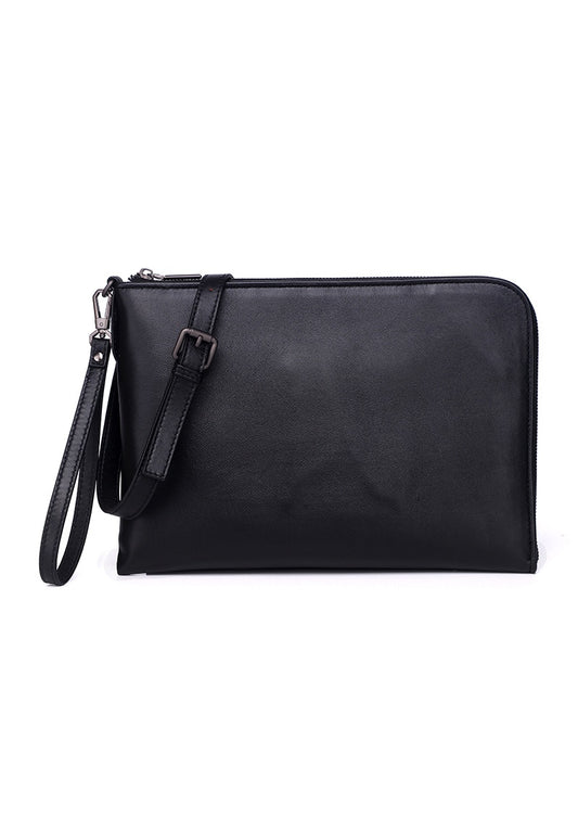 JUDE B. Genuine Lambskin Leather Clutch / Sling Bag - BLACK